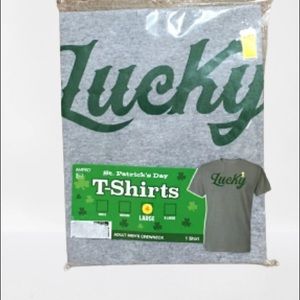 St. Patrick’s tshirt size L, NWT gray Lucky beer shirt